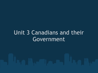 Unit 3 Canadians and their Government