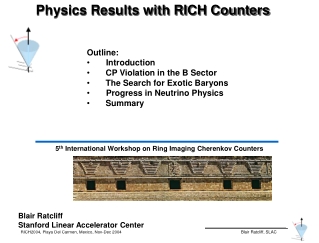 Blair Ratcliff Stanford Linear Accelerator Center