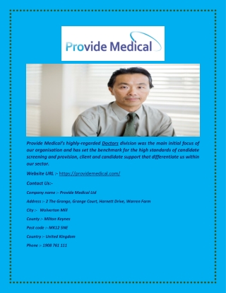 Doctors - Provide Medical Ltd