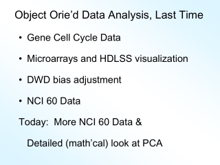 Object Orie’d Data Analysis, Last Time