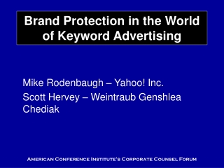 Brand Protection in the World of Keyword Advertising