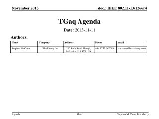 TGaq Agenda