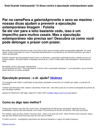 Está ficando interessante! 10 dicas contra a ejaculação extemporâneo ação