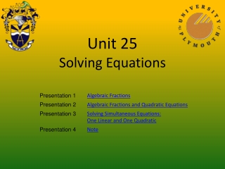 Unit 25 Solving Equations