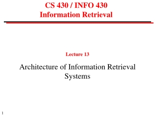 CS 430 / INFO 430 Information Retrieval