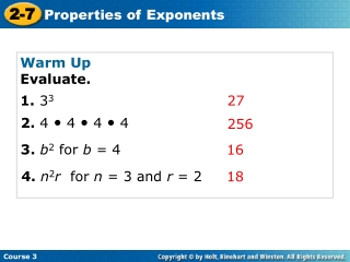 Warm Up Evaluate.