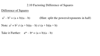 2.10 Factoring Difference of Squares