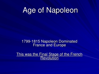 Age of Napoleon