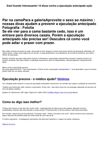 Está ficando interessante! 10 dicas contra a ejaculação extemporâneo ação