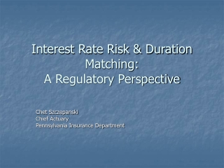 Interest Rate Risk &amp; Duration Matching: A Regulatory Perspective