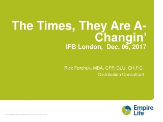 The Times, They Are A-Changin’ IFB London, Dec. 06, 2017