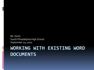 Working with existing word documents