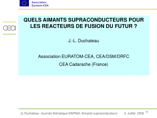 QUELS AIMANTS SUPRACONDUCTEURS POUR LES REACTEURS DE FUSION DU FUTUR ? J.-L. Duchateau