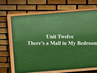 Unit Twelve There’s a Mall in My Bedroom