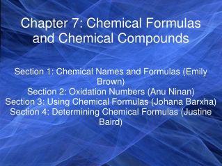 Chapter 7: Chemical Formulas and Chemical Compounds