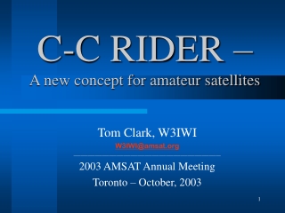 C-C RIDER – A new concept for amateur satellites