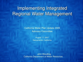 Implementing Integrated Regional Water Management