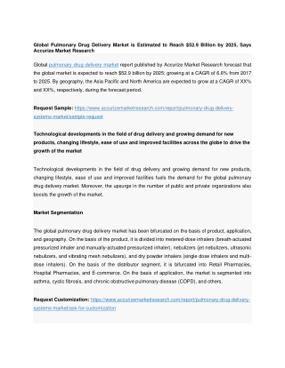 Global Pulmonary Drug Delivery Systems Market
