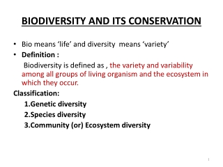 BIODIVERSITY AND ITS CONSERVATION