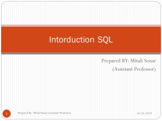 Intorduction 	SQL