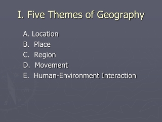 I. Five Themes of Geography