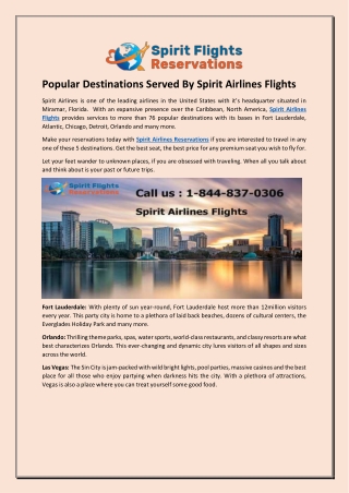 Popular Destinations Served By Spirit Airlines Flights