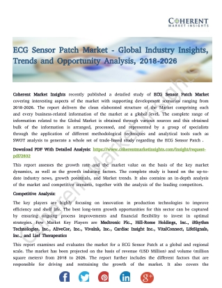 ECG Sensor Patch Market - Global Industry Insights, Trends and Opportunity Analysis, 2018-2026