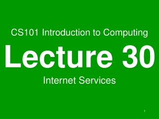 CS101 Introduction to Computing Lecture 30 Internet Services