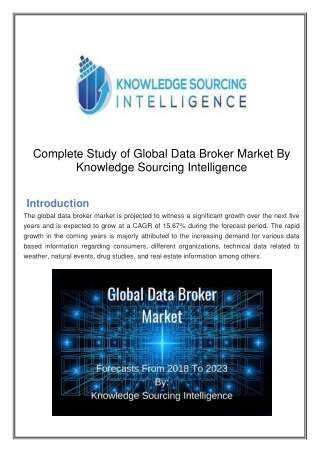 Global Data Broker Market | Industry Report | Forecasts till 2023