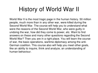 History of World War II