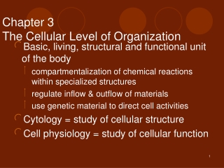 Chapter 3 The Cellular Level of Organization