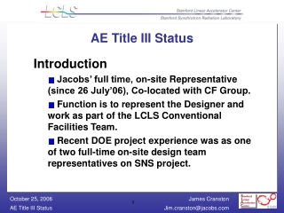 AE Title III Status