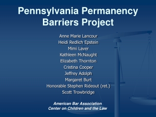 Pennsylvania Permanency Barriers Project