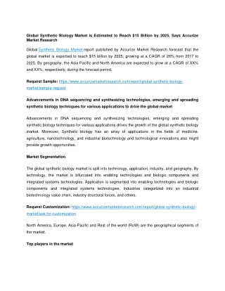 Global Synthetic Biology Market 2017-2025