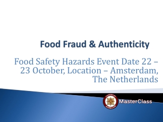 food fraud & Authenticity training in Amsterdam