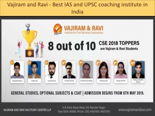 Vajiram and Ravi - Best IAS and UPSC coaching institute in India