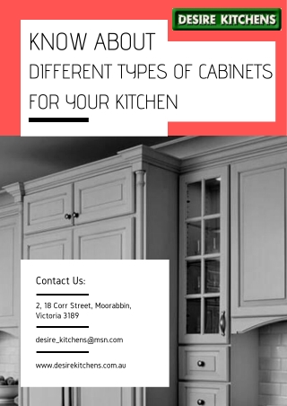 Know About Different Types of Cabinets for Your Kitchen