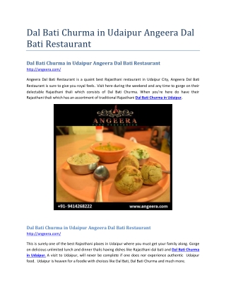 Dal Bati Churma in Udaipur Angeera Dal Bati Restaurant