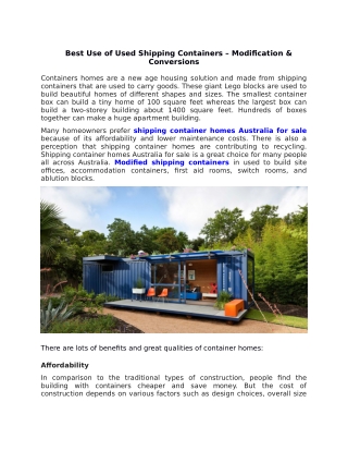 Best Use of Used Shipping Containers – Modification & Conversions