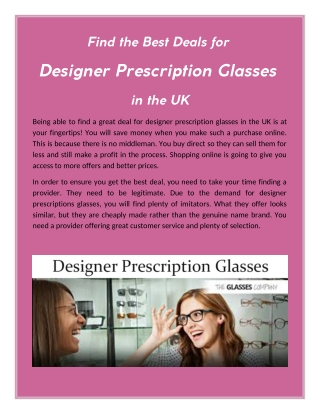 Find the Best Deals for Designer Prescription Glasses in the UK