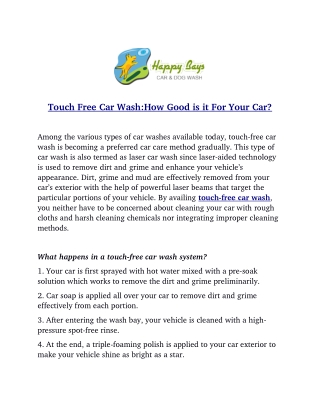 Touch Free Car Wash:How Good is it For Your Ca