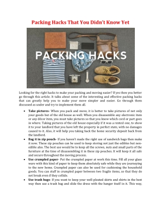 Packing Hacks That You Didn’t Know Yet