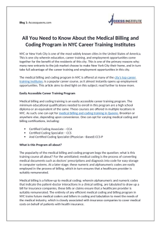 All You Need to Know About the Medical Billing and Coding Program in NYC Career Training Institutes