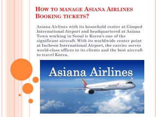 How to Manage Asiana Airlines Booking tickets?