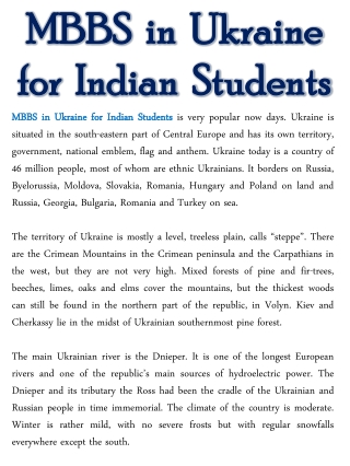 MBBS in Ukraine for Indian Students