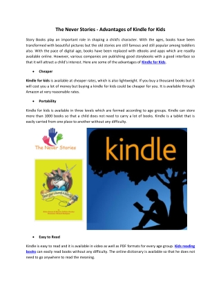 The Never Stories - Advantages of Kindle for Kids