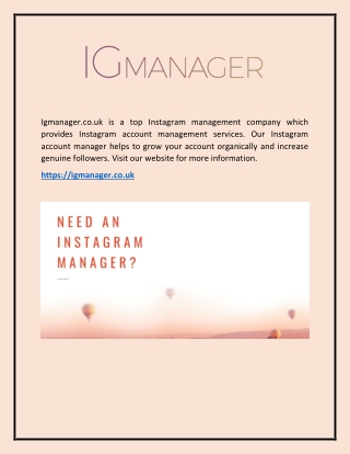 Top Instagram Management Agency - Igmanager.co.uk