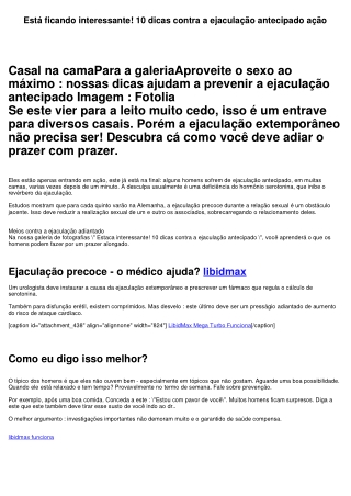 Está ficando interessante! 10 dicas contra a ejaculação extemporâneo ação