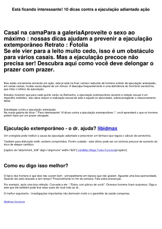 Está ficando interessante! 10 dicas contra a ejaculação extemporâneo ação