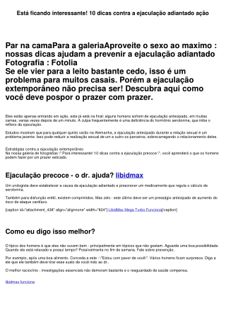 Está ficando interessante! 10 dicas contra a ejaculação adiantado ação